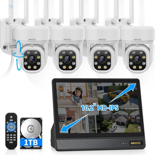 Vista 11 de (2026 Update) 5MP Wireless Security Camera 10.2" IPS Monitor 10CH NVR, Dual-Band 2.4/5.8GHz WiFi, Dual Antenna Stronger Signal 130° Wide Angle