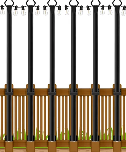 Vista 13 de Beizelte 4 Pack 5Ft String Light Poles,Outside String Lights,Outdoor Light Poles,Metal Poles Stand for Patio,Backyard,Deck