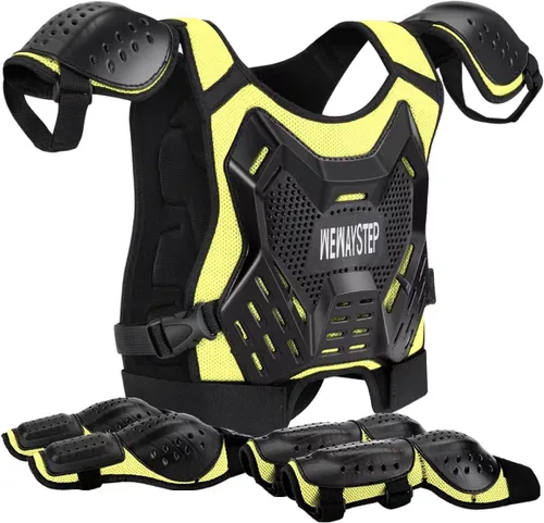 Vista 9 de Protector de Pecho para Bicicleta de Tierra para Niños - Chaleco de Armadura de Motocicleta Motocross con Rodilleras y Coderas - Traje de Protección