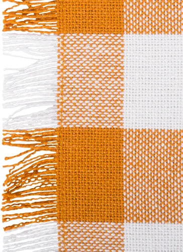 Vista 2 de DII - Colección de mesa con flecos pesados y cuadros, camino de mesa, 14x72 pulgadas, calabaza y especias Naranja