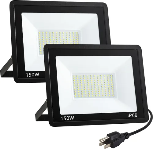 Vista 10 de Paquete de 4 luces de inundación LED de 100 W, luces de seguridad superbrillantes de 11000 LM, luz de inundación impermeable IP66 para exteriores