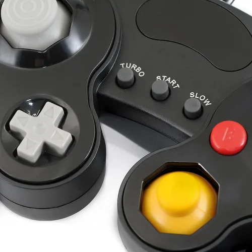 Vista 3 de QUMOX 2x negro Wired Classic Controller Joypad GamePad for Nintendo GameCube GC Wii Turbo Lento característica