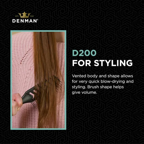 Vista 9 de Jack Dean by Denman D200 Cepillo de ventilación flexible para secado con soplado, cepillo de pelo para cabello húmedo y seco, rizado, grueso, lacio