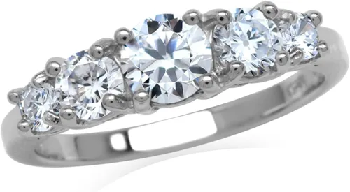 Vista 10 de Silvershake Anillo de plata de ley 925 chapada en oro blanco o amarillo con piedra natal de 5 piedras para mujer Azul zafiro creado