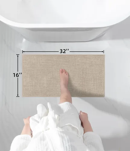 Vista 2 de YIHOUSE Tapete de baño antideslizante, absorbente, de secado rápido, para el suelo del baño, delgado, para debajo de la puerta, lavable de pelo bajo