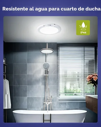 Vista 5 de Lámpara de techo alimentada por batería de 7.48 pulgadas con control remoto, luz de ducha recargable impermeable, luces de techo con sensor