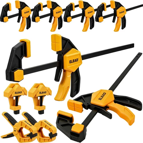 Vista 13 de Abrazaderas de barra mini de 6 pulgadas para carpintería, abrazadera/separador F de una mano de 2 piezas, abrazadera para madera con límite de carga