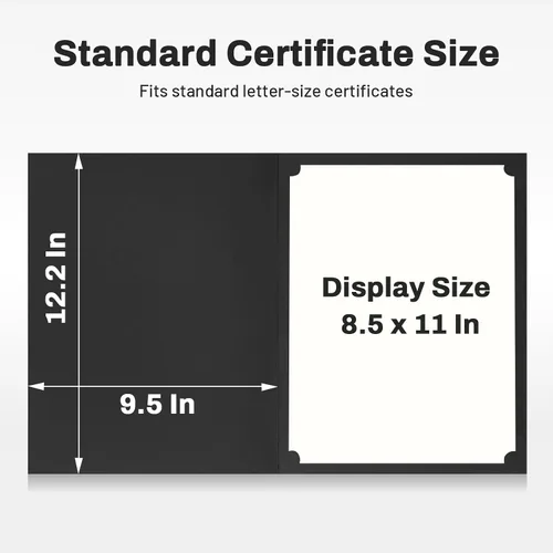 Vista 4 de SUNEE 10 paquetes de soportes para certificados negros, 250gsm, para certificados de premio de 8.5x11, cubiertas de certificados con borde de lámina