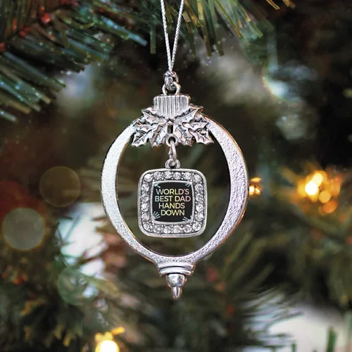 Vista 104 de Inspired Silver - Nana púrpura - Adorno de Navidad plateado - Adorno cuadrado para árbol de Navidad con circonita cúbica - Decoración colgante