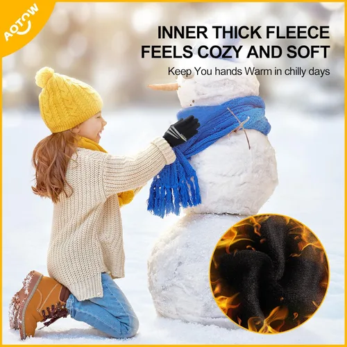 Vista 3 de Guantes deportivos cálidos de invierno para niños, clima frío, pantalla táctil, resistente al viento, para nieve, ciclismo, senderismo, fútbol, al