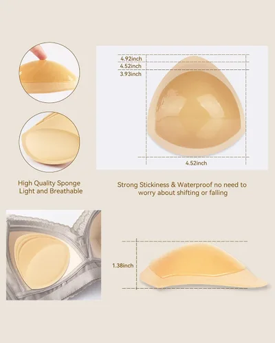 Vista 5 de Niidor Insertos de sujetador de silicona almohadillas de inserción de levantamiento de senos reutilizables impermeables para brasier realzadores