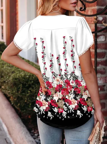 Vista 5 de BETTE BOUTIK Camisetas de verano para mujer, plisadas, sin mangas, túnica de manga corta