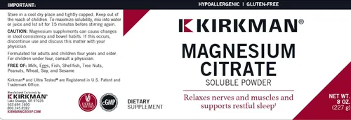 Vista 2 de Polvo soluble de citrato de magnesio - Hypo, 227gm/8oz