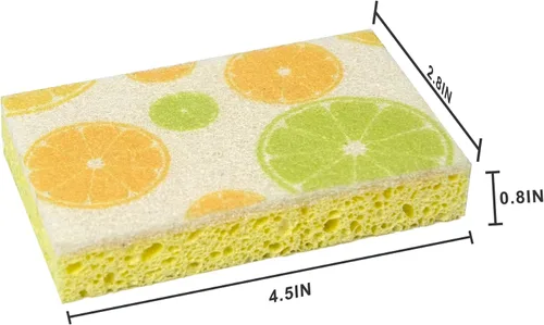 Vista 7 de CELOX Esponjas de doble cara impresas con limón, esponja antiarañazos para limpieza de cocina, 4.5 x 2.8 x 0.8 pulgadas (6)