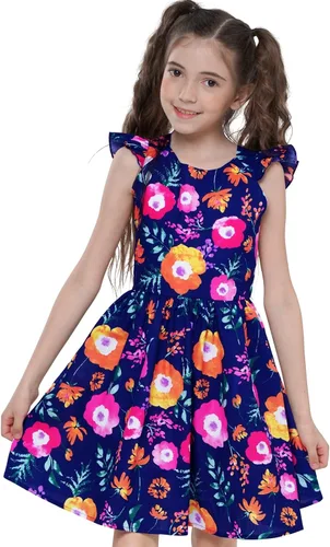 Vista 253 de Vestido de verano para niña, de algodón, con diseño floral