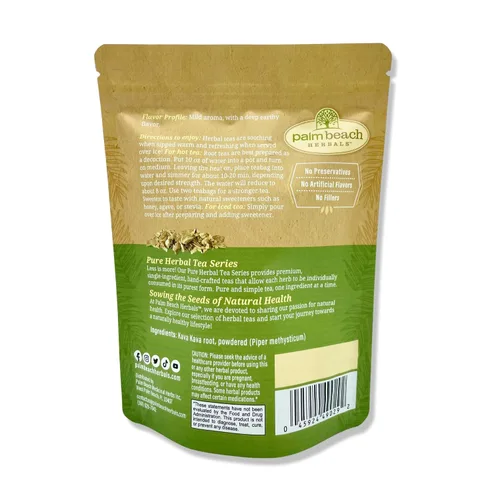 Vista 2 de Té de raíz de kava kava de Palm Beach Herbals, 30 bolsas de té, sin cafeína Serie de té de hierbas puras