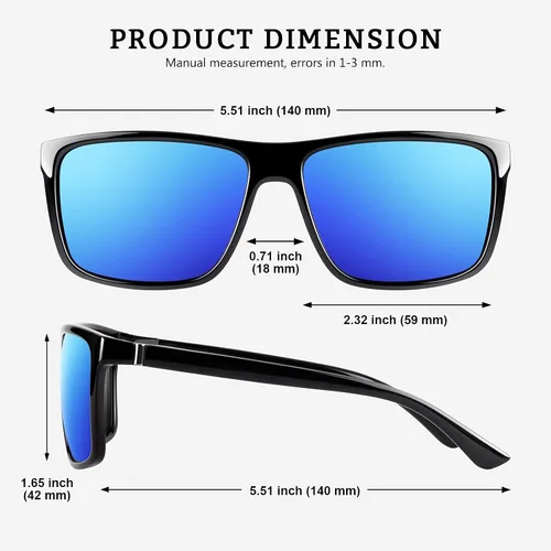 Vista 14 de GQUEEN - Lentes de sol polarizados retro para hombre y mujer, con protección UV400, marco cuadrado rectangular