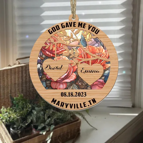 Vista 7 de V VIBEPY Impreso en toda la superficie, sin vidrio real, adornos personalizados para parejas, adornos de 3.5 pulgadas, 2 capas, decoraciones