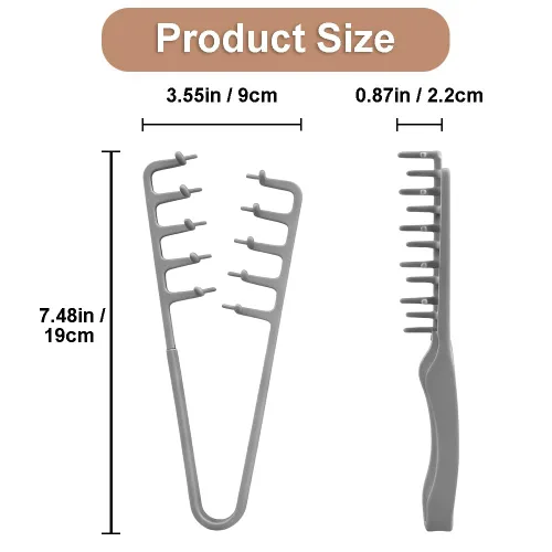 Vista 2 de 2 paquetes de peine con textura, herramienta de peinado voluminizador de dientes anchos y finos, cepillo de pelo esponjoso antiencrespamiento
