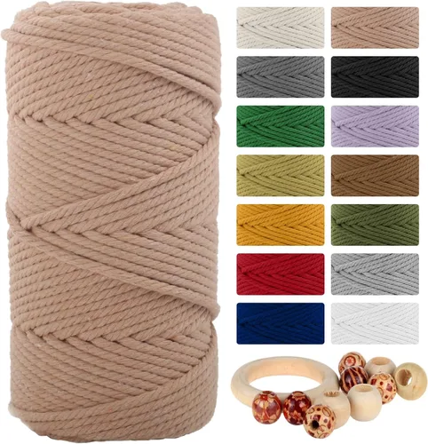 Vista 38 de Munzong - Cuerda de macramé color verde ejército, 5 mm x 109 yardas, cuerda de algodón natural hecha a mano colorida de 100 m, cuerda de macramé