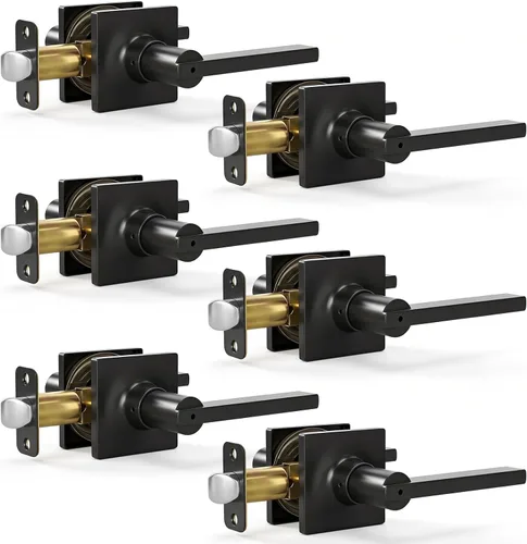 Vista 32 de HOSOM Dummy Door Handle,2 Pack Closets,French Double Doors Knobs Levers Negro mate