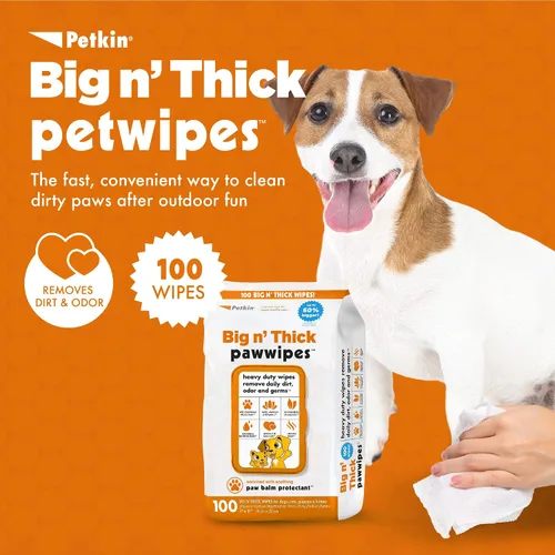Vista 2 de PETKIN Toallitas Big N Thick PAW Toallitas para perros y gatos