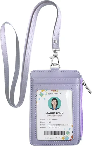 Vista 8 de Bolimoss Porta credenciales y chaleco con tarjetero 2 en 1, soportes para tarjetas de crédito con cordón de cuello desmontable, cartera de cuero
