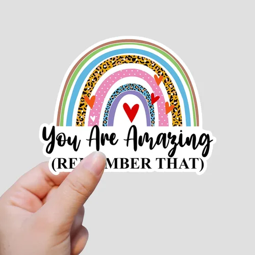 Vista 2 de (3 unidades) You are Amazing Remember That, calcomanía inspiradora de arco iris, calcomanías motivacionales para decorar calcomanías de vinilo