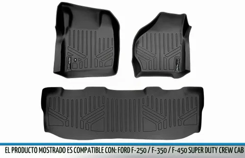 Vista 6 de SMARTLINER Juego de tapetes de piso de ajuste personalizado de 2 filas compatibles con Ford F-250 1999-2007