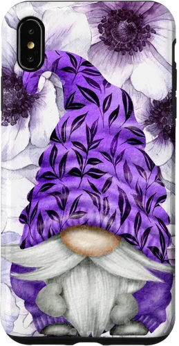 Vista 11 de Unique Purple Gnome with Lilac Anemones Floral Aesthetic Case for iPhone 17