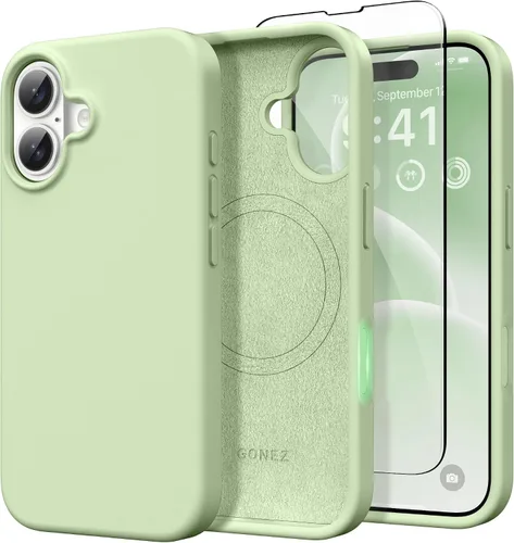 Vista 176 de GONEZ Funda magnética para iPhone 14, compatible con Magsafe, con protector de pantalla + protector de cámara, forro de microfibra antiarañazos