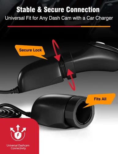 Vista 3 de MASIGO Kit de cable rígido para cámara de tablero con enchufe de cargador de automóvil, compatible con USB-C, protección de bajo voltaje y ajustes