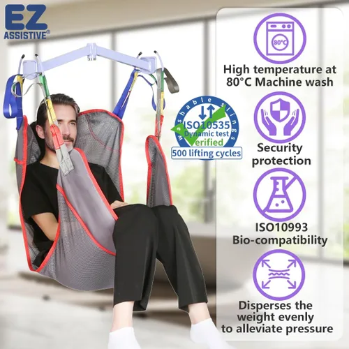 Vista 2 de EZ Assistive Eslinga universal de elevación de pacientes de cuerpo completo para elevación o traslado de pacientes, honda de elevación con tela