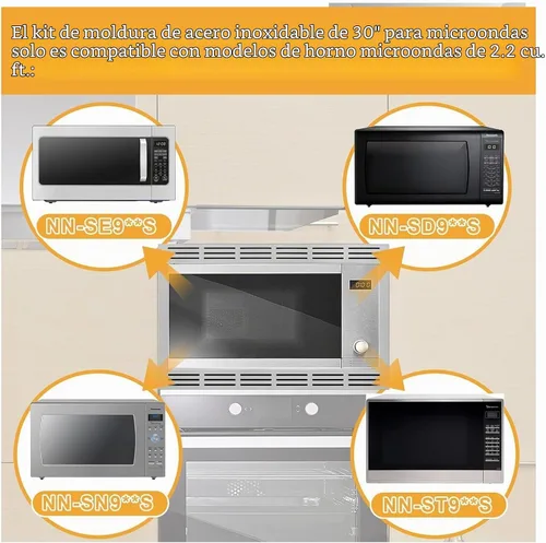 Vista 5 de Kit de molduras de microondas de acero inoxidable NN-TK932SS de 30 pulgadas para Panasonic para hornos microondas de 2.2 pies cúbicos, microondas