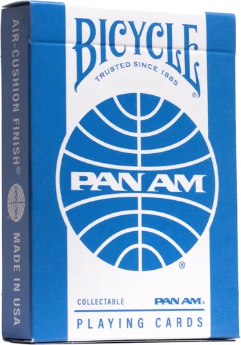 Vista 2 de Bicycle Pan Am Air - Juego de 2 cartas con lata de viaje, barajas de póquer premium para juegos de cartas, diseño clásico de Pan Am