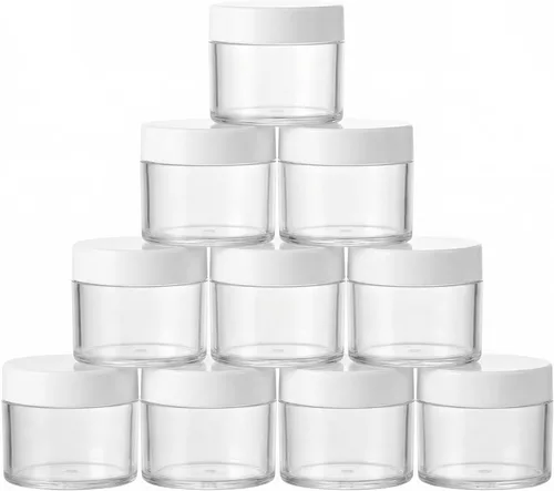 Vista 8 de Tapa de rosca de plástico blanco y negro recargable de 1.06 oz, 1.0 fl oz/1 oz, con base transparente, frascos cosméticos vacíos para botellas