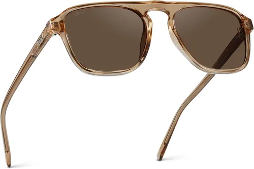Vista 11 de wearme Pro - Lentes de sol polarizados, estilo aviador moderno, con un puente, cuadrados, para hombre Lente tintada negra/roja