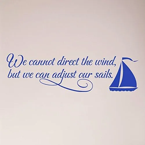 Vista 10 de 36"x12" We Cannot Direct The Wind, But We Can Adjust Our Sails. Adhesivo de pared con texto en inglés "We Cannot Direct The Wind, But We Can Adjust