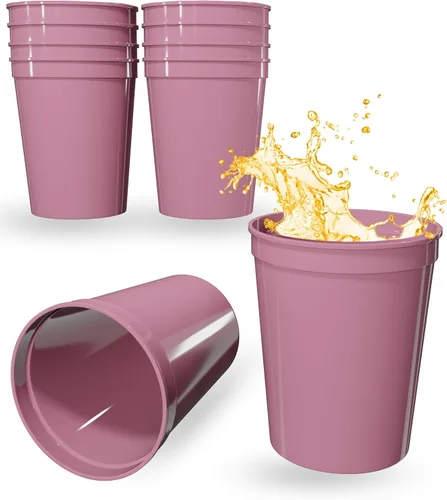 Vista 70 de PartyPrints Paquete de 100 vasos de plástico en blanco reutilizables de 10 a 12 onzas, vasos de estadio a granel, sin BPA, aptos para lavavajillas