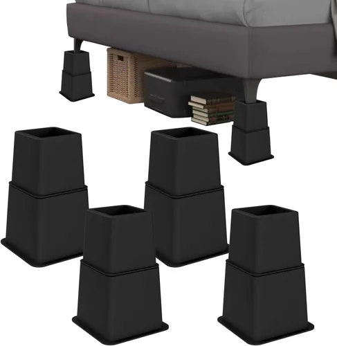 Vista 8 de Elevadores de cama resistentes de 8 pulgadas, juego de 4 elevadores ajustables para muebles, alturas de elevación de 3, 5 y 8 pulgadas, soporta