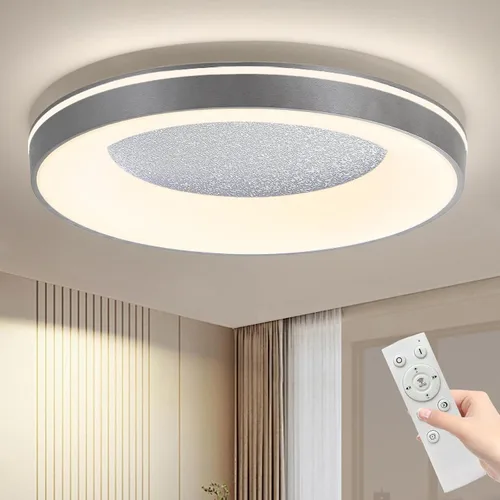 Vista 9 de Lámpara de techo LED moderna, anillo negro empotrado, lámpara de techo con control remoto, lámpara de techo acrílica para dormitorio, pasillo, isla