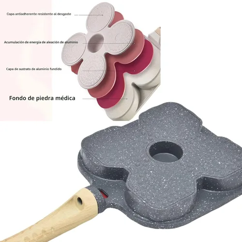 Vista 3 de Sartén antiadherente de aluminio de 4 tazas con tapa, adecuada para estufa de gas y utensilios de cocina de inducción Sartén para huevos fritos