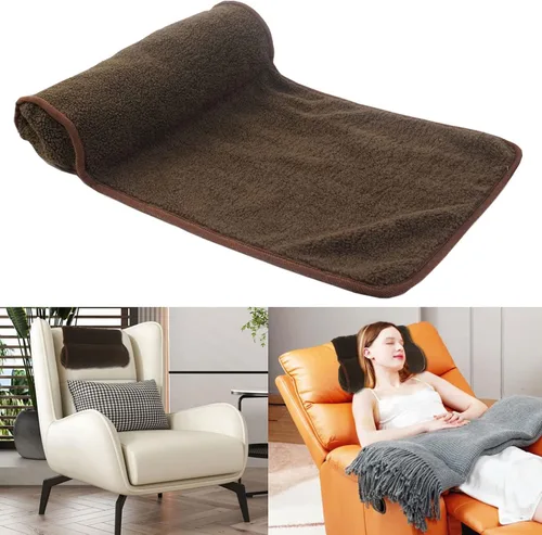 Vista 9 de Almohada cervical para sillón reclinable (22 x 14 pulgadas), rollo de cuello de lana ajustable, cojín antideslizante para reposacabezas para sofá
