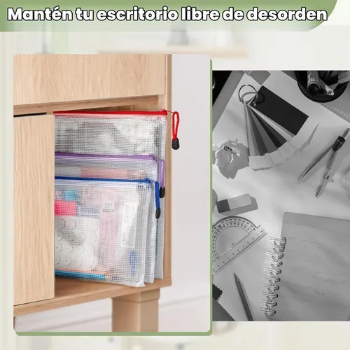 Vista 3 de Smarpau 8 bolsas con cremallera, 8 tamaños, 8 colores, bolsas de plástico con cremallera para organizar, bolsas de documentos impermeables multiusos