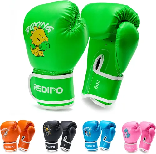 Vista 10 de Guantes de boxeo para niños, guantes de entrenamiento de boxeo juvenil para niños y niñas de 3 a 9 años, guantes de lucha de 4 y 6 OZ, manoplas