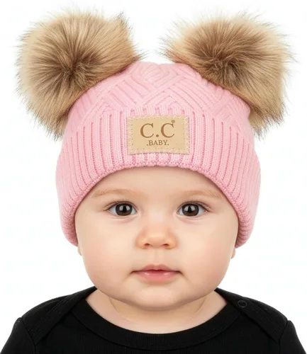 Vista 24 de Funky Junque Gorro de invierno con doble pompón para bebé de 0 a 12 meses, bonito gorro de punto acogedor para clima frío Patrón de tejido