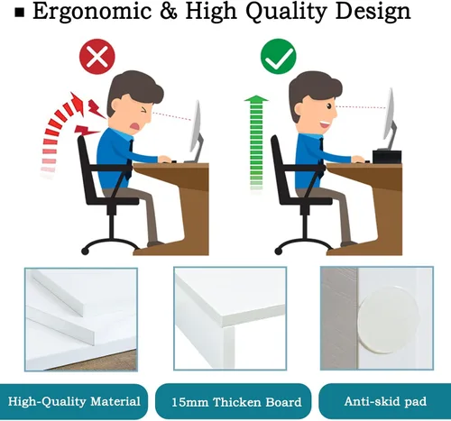 Vista 8 de TEAMIX 6.7 pulgadas de altura y 2 unidades de soporte de monitor blanco para escritorio, soporte de monitor pequeño, soporte