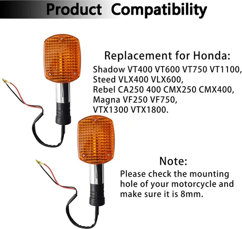 Vista 3 de waltyotur 1 par de luz intermitente de luz intermitente para motocicleta VT VLX STEED VTX