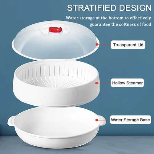 Vista 3 de Vaporizador de verduras para microondas, vaporizador de microondas para verduras, tazón de calefacción para microondas, micro utensilios de cocina