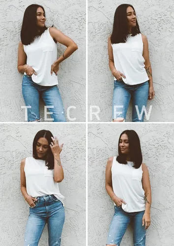 Vista 4 de TECREW Camiseta sin mangas de verano para mujer, cuello redondo, informal, básica